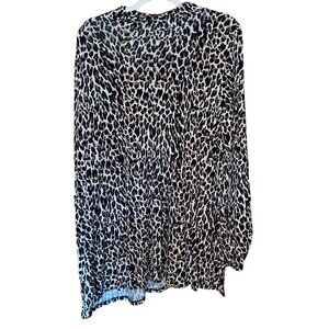 Lane Bryant Leopard Print Long Sleeve Blouse Size 22/24 Womens Animal Print